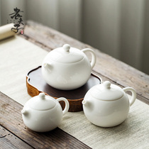 DeHua white porcelain Xi Shi bubble teapot big and small ceramic kung fu single pot household Chinese style one person filter tea breener