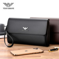 Uyghur Armani Mens Handbag Clutch Bag Genuine Leather Wallet Long Business Clutch Bag Large Capacity Cowhide Mens Bag