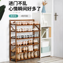 Shoe shelf installation-free folding simple door home tiered partition dormitory rental room with small shrinkable shoe cabinet