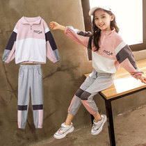 2021 New Girl suit foreign style autumn girl spring and autumn baby casual sweater trousers two-piece tide