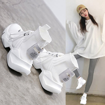 Europe station 2021 spring and summer new high-top breathable womens shoes muffin thick-soled elastic casual sports socks shoes tide