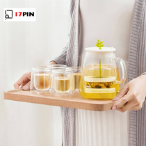 17PIN tea cup set Tea water separation cup combination Nordic household living room cup high temperature glass pot