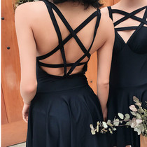 (Clearance price) patent steel support five-pointed star backless high waist skirt dark out of print niche swimsuit