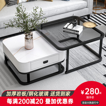 Coffee table Italian light luxury glass slate coffee table living room household combination small apartment square size combination coffee table table