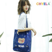 The original Bunny bear canvas bag cute cartoon pleated pineapple bag environmental shopping bag student AC17