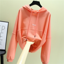 Hooded sweater womens 2021 autumn new ins long-sleeved Korean loose lazy style thin pullover large size jacket