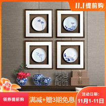 Living room decoration painting porch Zen mural Flower model house restaurant New Chinese hanging painting triple interior decoration painting