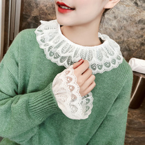 2019 new net red round neck coat shaking sound inside with doll collar net yarn base shirt white lace shirt women