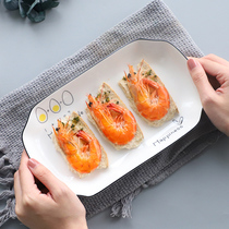 Thai nostalgia creative simple ceramic fish plate large plate Ceramic plate steamed fish plate household dish plate dumpling plate 215