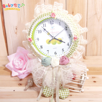 Hand Sewn Homemade As Creative Home Clothing Wall-mounted Lace Peach Hearts Living Room Hanging Clocks Handmade Cloth Art Diy Material Bag