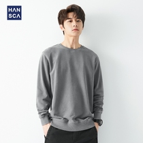 Hanska sweatshirt men spring 2022 solid cotton crew neck loose and versatile casual plus-size Japanese leggings