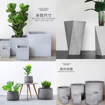 Modern minimalist Nordic style cement basin base square geometric circular large folk juku decoration green plant flower pots