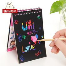 2 pieces of free postage mini scratch color magic book DIY coil graffiti painting book black card scratch painting paper book