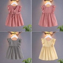 2020 new summer childrens clothing girls plaid Western style fashion dress female baby trend princess skirt 6564
