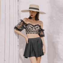 New swimsuit womens split three-piece conservative belly cover thin arm cover mid-sleeve Japanese ins wind fairy fan swimsuit