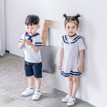 Brother-in-law Dress 2021 Summer New All-cotton Elementary School Kids Kindergarten Navy Wind Garden Conserved School Uniforms of Siblings Boom