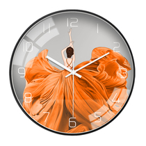Creative timepiece hanging clock Living room Home Fashion muted orange modern minimalist net Red hanging table Restaurant Bedroom wall Clock