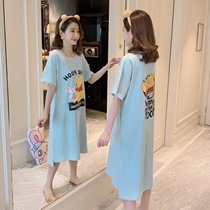 200 pounds short-sleeved fat mm summer pajamas loose and pure cotton sweet pajamas for women with fattening and widowing pajamas can wear outside