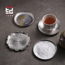 Yi Ji handmade tin teacup mat Thermal insulation non-slip metal tea mat Tea holder Cup holder Dry brewing Kung Fu tea road zero match