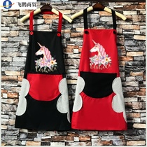 2019 New apron womens home kitchen Korean version of cute Japanese creative Princess erasable hand oil-proof waterproof