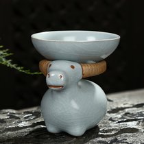 New ceramic kung fu tea set tea leak Ru kiln tea tea ceremony accessories open piece Ru porcelain tea tea filter