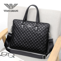 Armani Mens Handbag Clutch Leather Large Capacity Business Shoulder Cross-body Bag Casual Briefcase
