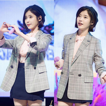 Star with the same plaid small blazer Korean version 2021 spring and autumn new retro high-end casual suit womens top