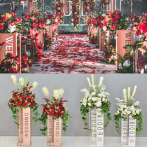 Wedding props New electroplated geometric wrought iron shelf Wedding set decoration road leading flower ball window shopping mall ornaments