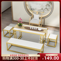 New Chinese rock plate tea table and chair combination set Italian modern Zen Kung Fu tea table Household tea table Tea table