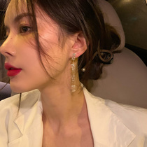 Exquisite ~ tassel earrings 2021 New Tide senior sense light luxury Net red ear ornaments female round face thin Earring Girl