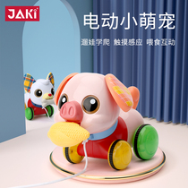 JAKI toys JAKI electric puppy pig can walk and bark singing baby Touch-sensitive luminous intelligent robot dog