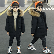 Boy 2020 new winter dress long down cotton coat child foreign-style coat cotton padded jacket childrens cotton tide