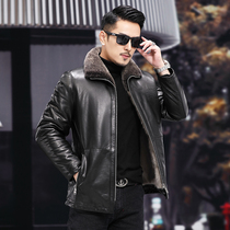 Mink coat mens whole mink mink inner liner fur leather oil wax sheep jacket coat thick