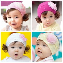 Korean version baby wig hat Summer 0-12 months baby empty top hat Korean version Princess cute cool hat wig belt