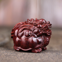 Fuyunchang India small leaf rosewood handmade wood carving Fushou dragon turtle handle mens carry-on text play pieces play pieces