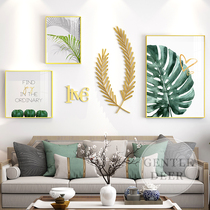 Fresh living room decoration painting creative sofa background wall combination hanging painting Nordic bedroom photo wall palm leaf mural