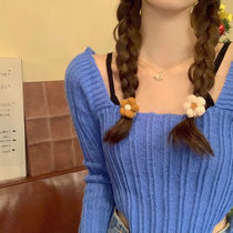 Daily cute out street Flower Rope 2021 new girl Zama tail network red simple