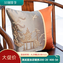 New Chinese Cuddle Pillow Living-room Sofa Cushions China Wind Cloth Art Leaning Pillow Light Lavish Bedside Backrest Embroidered Waist Pillow Custom