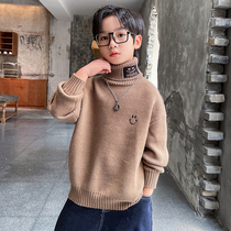 Boy sweater high collar autumn winter style 2021 new children CUHK Thickening Needle Weaters Casual Ocean Korean version of the tide