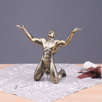 European creative shouting figure kneeling sculpture ornaments retro decoration Crafts Study bar office set up