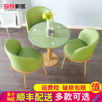 Negotiation table and chair combination coffee shop milk tea shop Round Table Office small apartment balcony small table and chair household table
