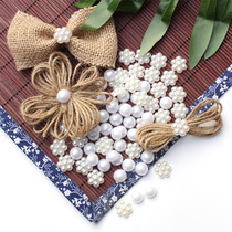 Kindergarten environment layout Handmade diy hemp rope bow material Round plum petal type pearl button