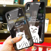 Middle finger Cat phone case Apple X tempered iPhone11Pro glass XS MAX female XR couple 8 sets plus net Red 7 personality 6s 6 six P seven IPX eight iPh