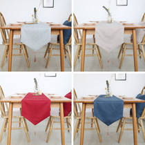 Solid color cotton linen modern simple Chinese Zen dining table coffee table TV cabinet porch Nordic bed tail flag cover scarf table flag
