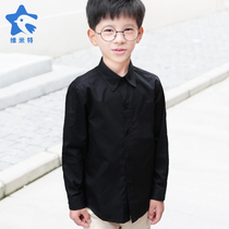 Boys long-sleeved black shirt Childrens clothing Piano program performance School uniform Garden uniform Class uniform Boys pure black shirt