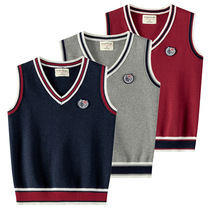 5 childrens knitted vest spring and autumn school uniforms V collar 2021 new male and female children wool vest autumn tide