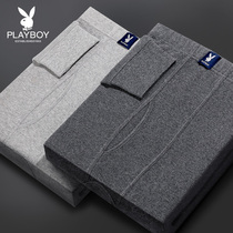 Playboy autumn pants mens cotton pants thin mens line pants leggings autumn and winter warm pants loose and comfortable wool pants