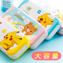 Del cartoon stationery box Pikachu ins Wind Korean style childrens three-layer large capacity pen box simple Korean version hipster boys and girls cartoon pencil box Primary School students kindergarten boys and girls