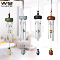 Mini solid wood solid aluminum rod metal wind chimes hipster home decoration pendant door decoration gift car wind chimes