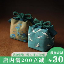 Guofeng ancient painting tea set storage bag Travel tea set Ruihe map Thousands of miles of country map Cotton protective cloth bag storage bag